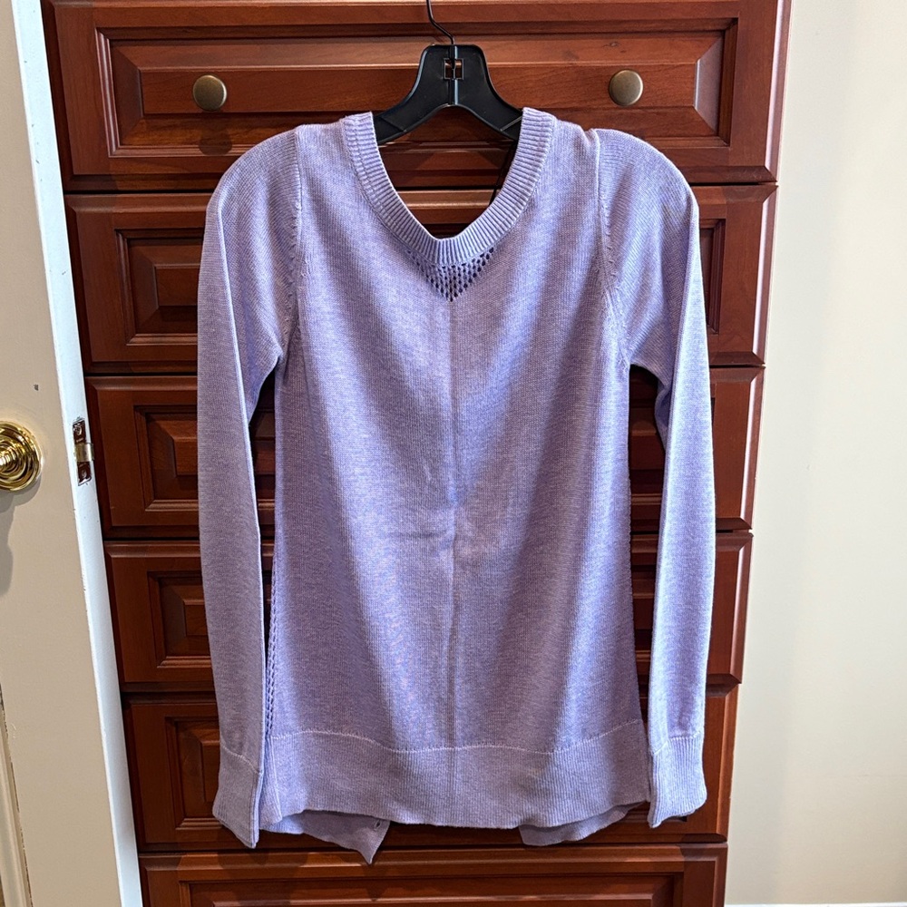 Lululemon Lavender Long Tunic style Sweater with Open weave back
